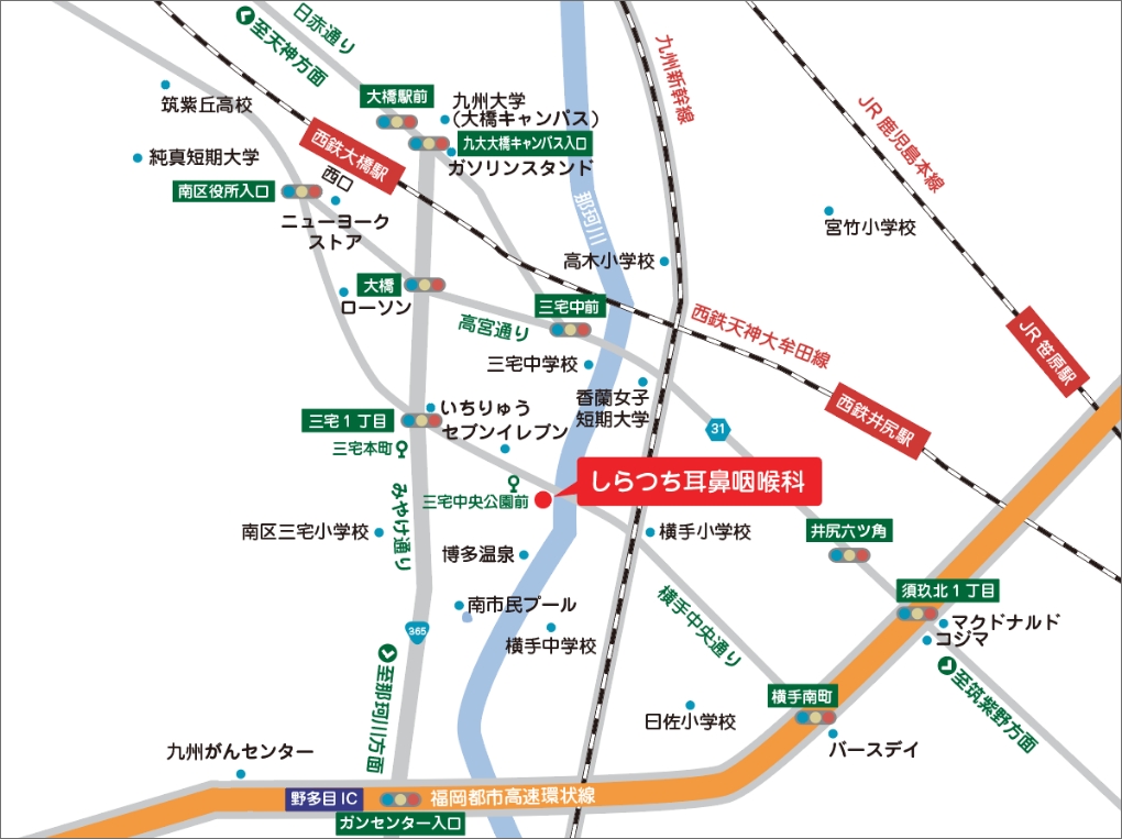 しらつち耳鼻咽喉科の地図