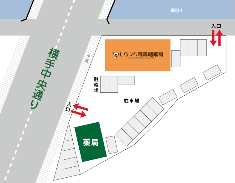 しらつち耳鼻咽喉科の駐車場